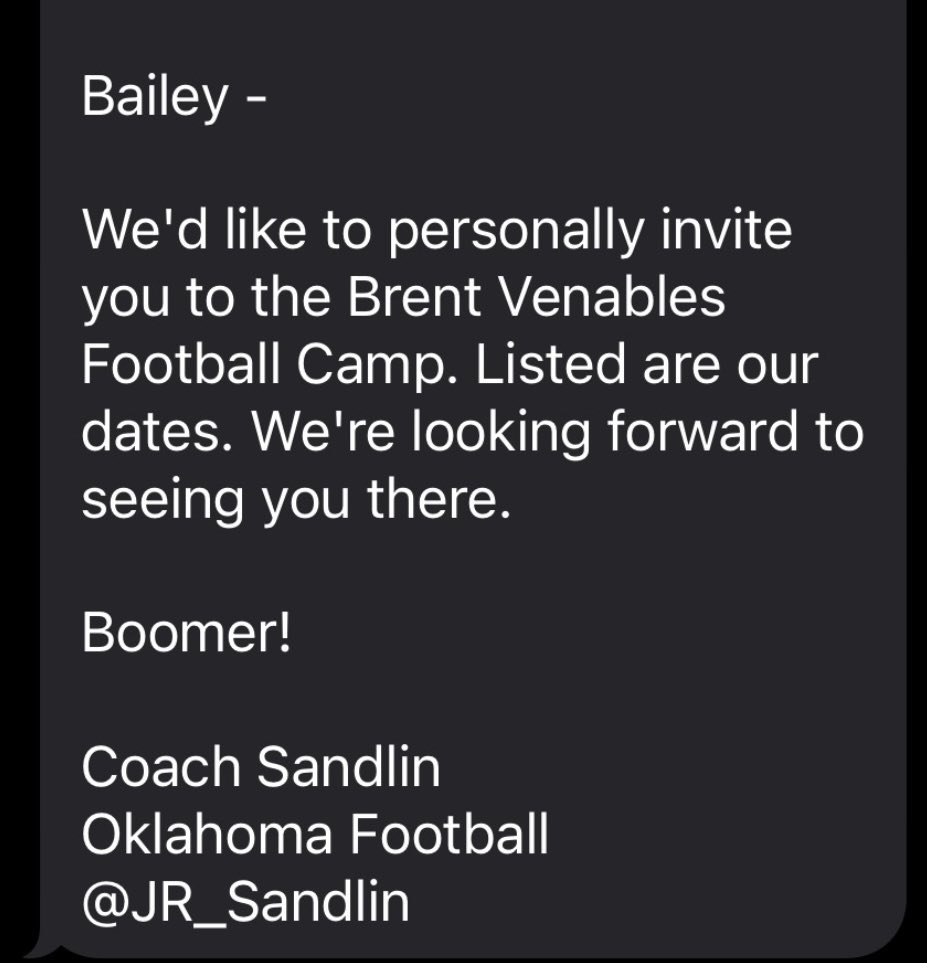 Bailey Bujanda (@baileybujanda) on Twitter photo Thank you for the camp invite!@JR_Sandlin I will be attending. #BoomerSooner <a href="/SHBuffFootball/">Smoky Hill Football</a> Thank you for the camp invite!@JR_Sandlin I will be attending. #BoomerSooner <a href="/SHBuffFootball/">Smoky Hill Football</a>
