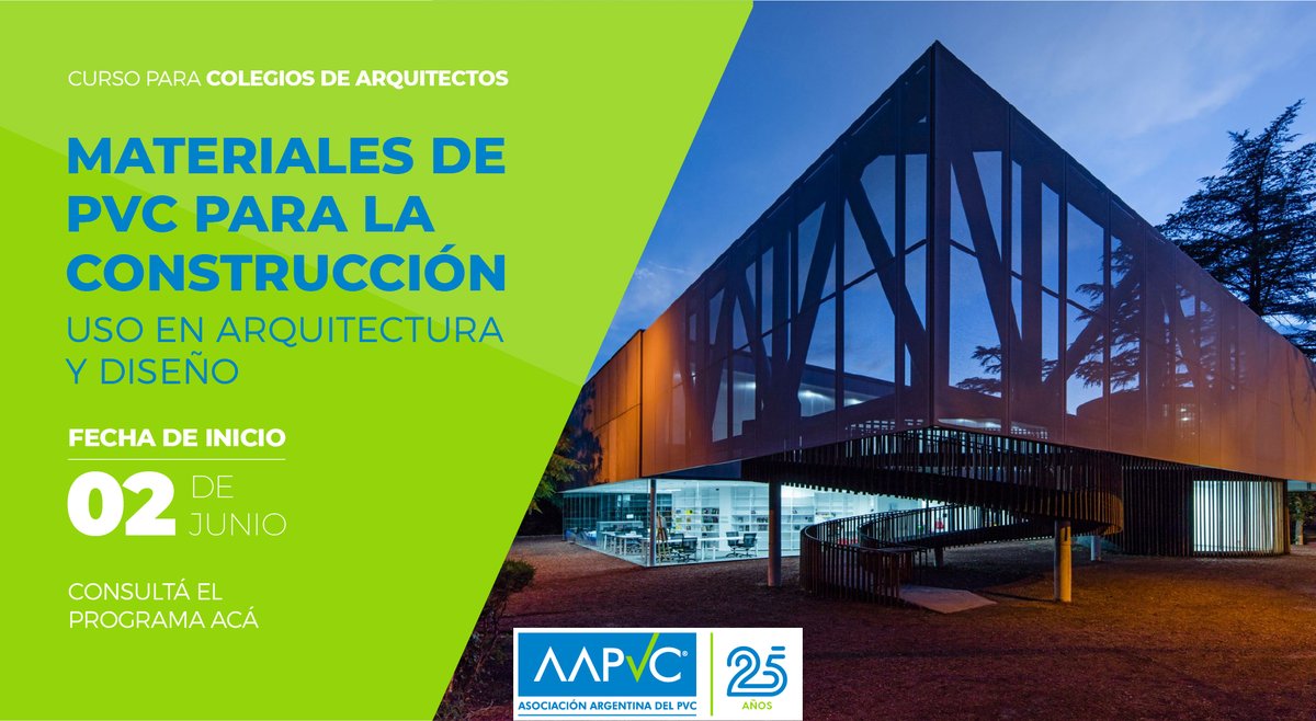 AAPVC's tweet image. 📌¿Todavía no te sumaste? Curso para Colegios de Arquitectos: Materiales de PVC para la construcción.

Introducite en el mundo de la arquitectura y el diseño a partir del uso de uno de los materiales predilectos en el sector de la construcción. 

+ info: aapvc.org.ar