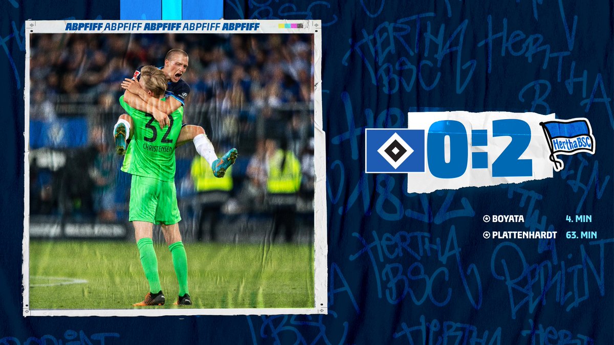 HerthaBSC's tweet photo. ⏱ 90' + 6: ES IST VOLLBRACHT!! TOTGESAGTE LEBEN LÄNGER! Wir bleiben ERSTKLASSIG!!! 🔵⚪️😍🔵⚪️  Wahnsinn! https://t.co/pDmn0YG5gR