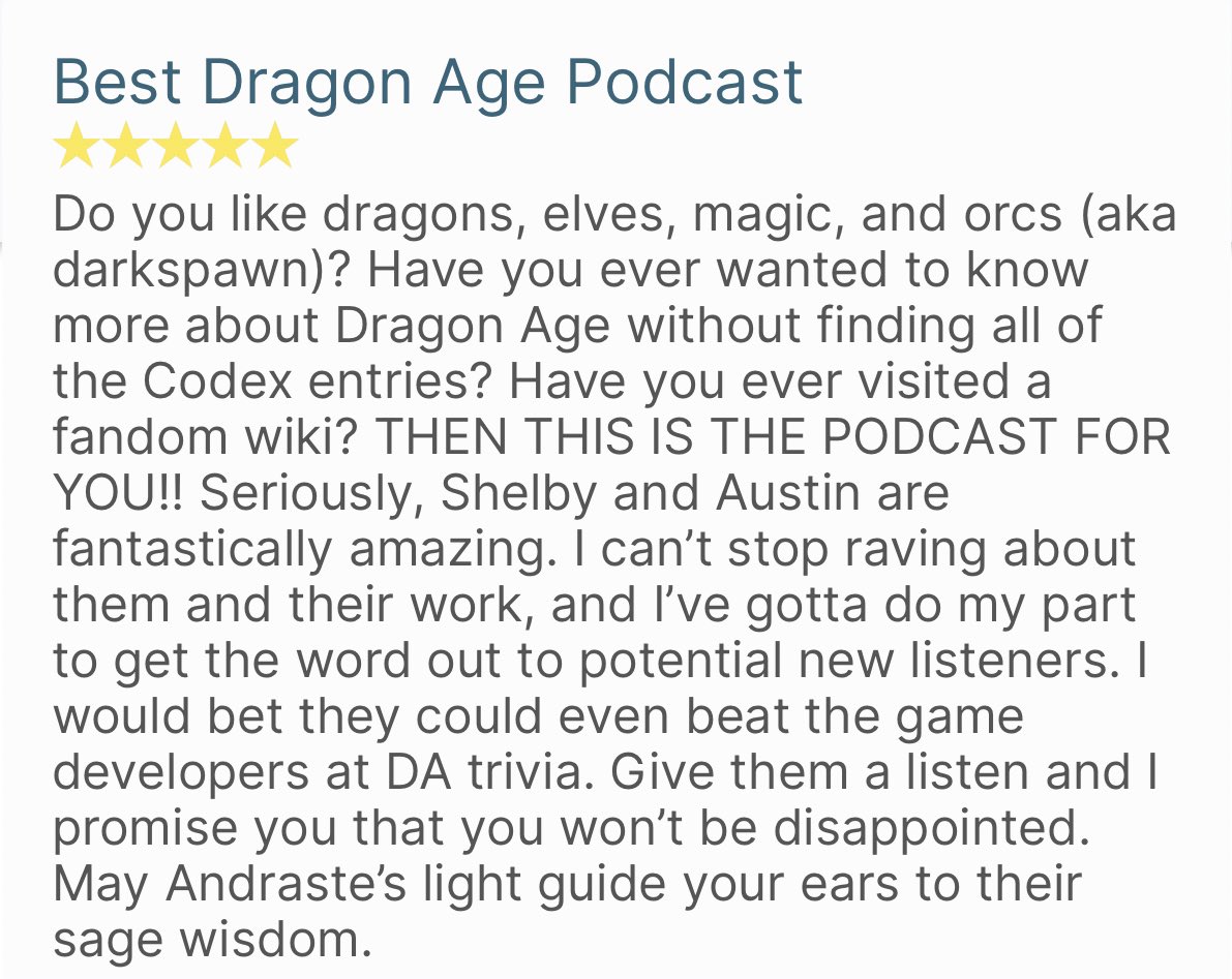 Wow, thank you so much for this amazing review. And thank you to all of our listeners! Your support makes the show possible. 💚✨