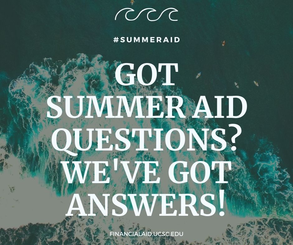 UCSCFinAid's tweet photo. Does my financial aid package for the summer cover housing? Housing is included in the cost of attendance for the summer. For a breakdown of the summer budgets, visit: https://t.co/dHBd4KiG0P

#SummerAid @UCSCsummer https://t.co/LCPAn96oWZ