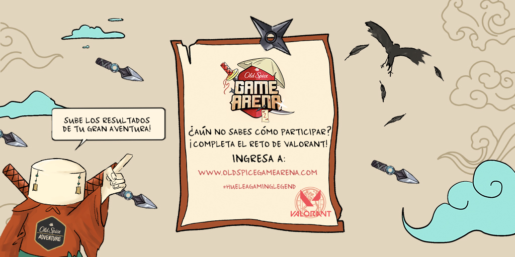 ¿Aún no sabes cómo participar? ¡Tan sencillo como usar tu barra de Old Spice!
Completa el reto de Valorant e ingresa a oldspicegamearena.com y sube los resultados de tu gran aventura.
¡Listo!, ya estarás acumulando puntos para entrar en el top 8 y ganar premios épicos.