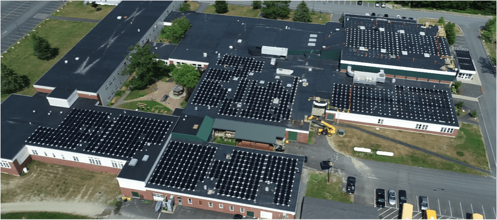 Join A Climate to Thrive online Thursday to learn the best locations to construct green energy projects across Mount Desert Island. MDI High School was the state's first school to produce its electricity through rooftop solar panels. ow.ly/BOOw50JfZcm Photo: Sundog Solar