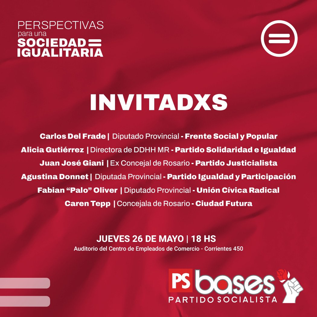 BasesPS1's tweet photo. El próximo jueves 26/5 a las 18 hs nos encontraremos para pensar y debatir sobre la necesidad de construir una sociedad más igualitaria!

Te esperamos! https://t.co/jDgjdgJcjm