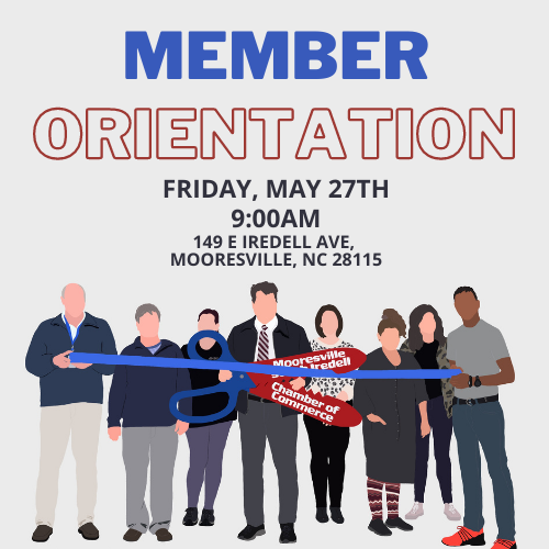 Join us this Friday for our member orientation! Email Ashton@mooresvillenc.org to register
.
.
.
#businessnews #smallbusiness #supportlocalbusiness #mooresville #lakenorman #marketing #advertising #orientation
