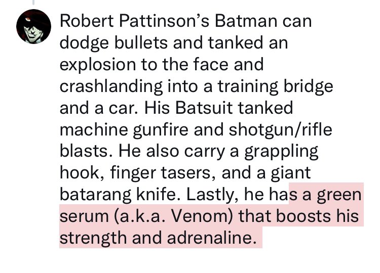 VampyreNVRmore's tweet photo. @DEATHBATTLE I’m going to go with Robert Pattinson’s Batman, and here’s my argument below. #CommunityDeathBattle #DeathBattleCast https://t.co/I2TYZ7TTVf