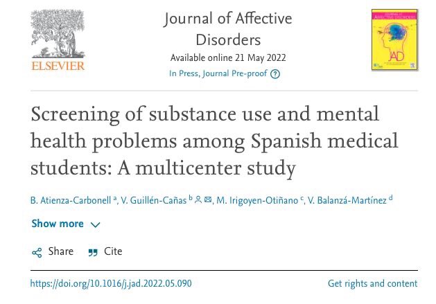 brizatica's tweet image. Recién publicado el estudio multicéntrico que evalúa el consumo de sustancias y problemas de salud mental en estudiantes del Grado en Medicina de la @medicina_uv y @upvehu 🤩

Gracias a @VicentBalanza @irioti y #Biki 

sciencedirect.com/science/articl…