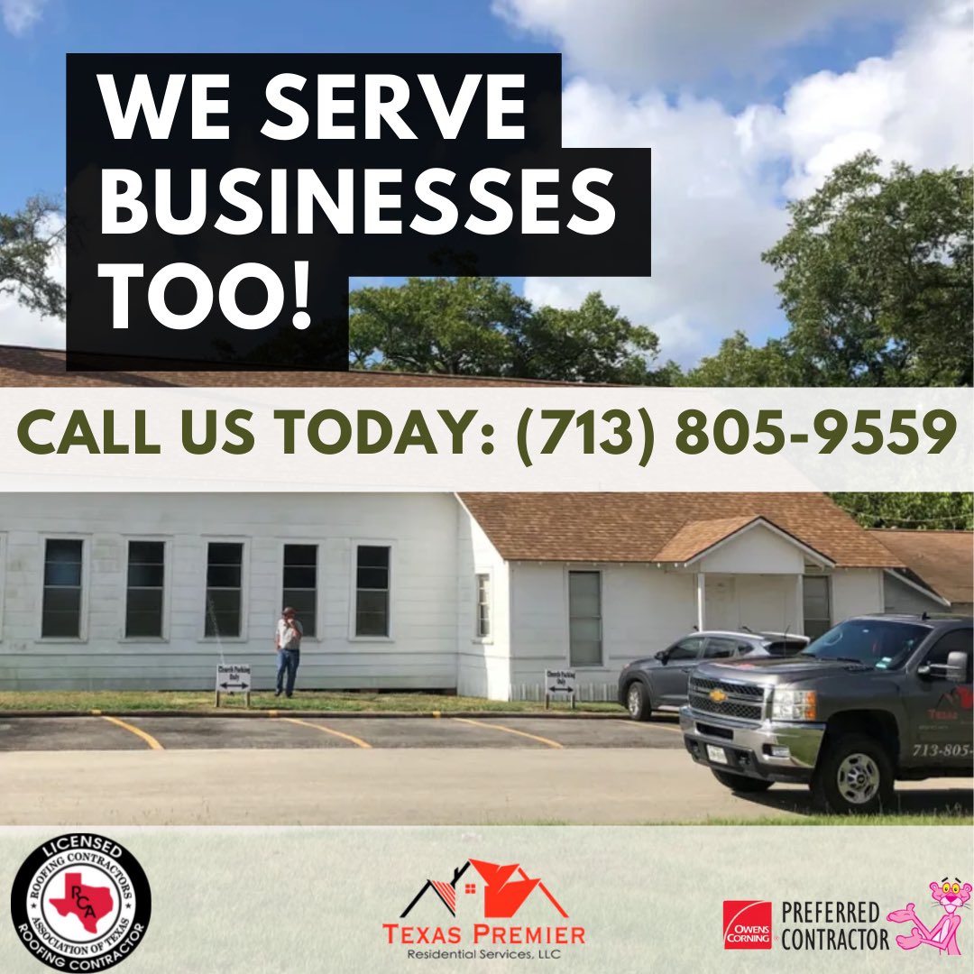 We serve our community! Call us
today to discuss the ways we can help you make your 
business better. 
Hablamos español!

(713) 805-9559

#texas #texasroofers #brenhamtexas #brenhamroofers 
#houston #houstonroofers #roofingcontractor 
#roofingcompany #houstontexas #hempsteadtexas