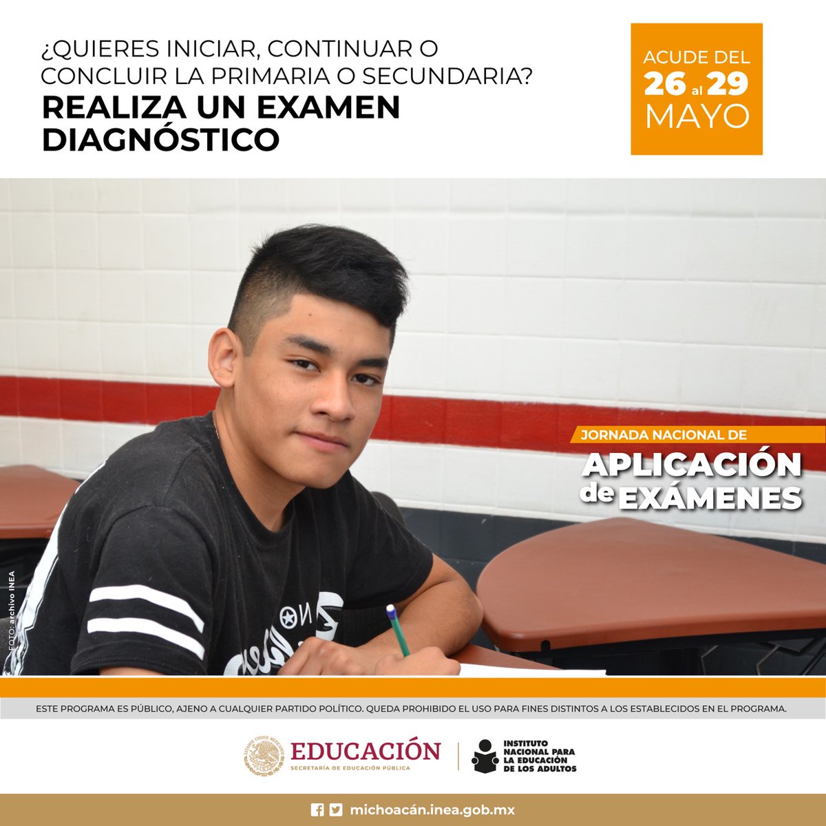 INEAZamora's tweet photo. ¿Cuántos exámenes te faltan por presentar? Preséntalos del 26 al 29 de mayo en la #JornadaNacionalINEA y obtén tu certificado de educación primaria y/o secundaria.

¡No pierdas tu oportunidad! https://t.co/Ty4XyTHjwp