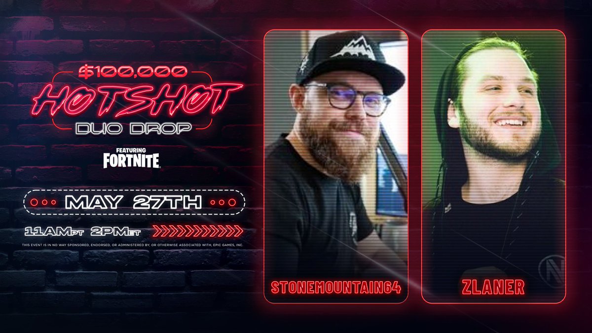 boomtv's tweet image. This pair of Hot Shots are gearing up for @DrDisrespect’s $100,000 Zero Build tournament.

@StoneMountain64 | @ZLaner