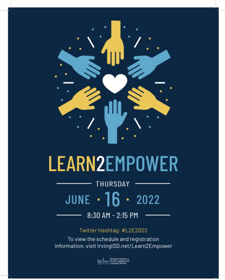 Please follow us at @IISDbil_esl (@world_iisd) on Twitter photo Our team is excited to host our second Learn2Empower Virtual Conference! 🙌🏼
Join us to hear from some of the GOATS 🐐
<a href="/RaulSpeak/">Raul Magdaleno</a> ⭐️
<a href="/DrETontheBorder/">Dr. ET</a> ⭐️
<a href="/ms_crodriguez/">Claudia Rodriguez</a> ⭐️
<a href="/DStaehrFenner/">Diane Staehr Fenner, Ph.D. (she/her)</a> ⭐️
You DON’T want to miss this‼️#L2E2022
Registration Opens Tomorrow! 💻 Our team is excited to host our second Learn2Empower Virtual Conference! 🙌🏼
Join us to hear from some of the GOATS 🐐
<a href="/RaulSpeak/">Raul Magdaleno</a> ⭐️
<a href="/DrETontheBorder/">Dr. ET</a> ⭐️
<a href="/ms_crodriguez/">Claudia Rodriguez</a> ⭐️
<a href="/DStaehrFenner/">Diane Staehr Fenner, Ph.D. (she/her)</a> ⭐️
You DON’T want to miss this‼️#L2E2022
Registration Opens Tomorrow! 💻