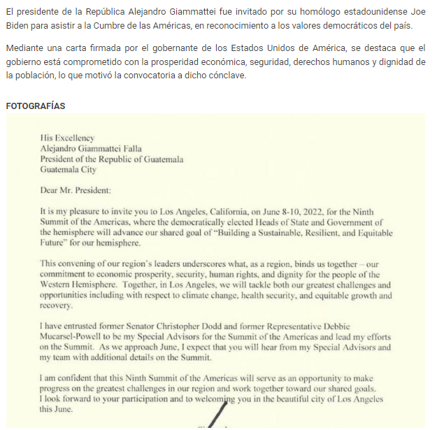 EmisorasUnidas's tweet photo. #URGENTE El @GuatemalaGob confirma que el presidente @DrGiammattei ha sido invitado oficialmente por EE. UU. a la Cumbre de las Américas, "en reconocimiento a los valores democráticos del país" https://t.co/q92JGPMo8a