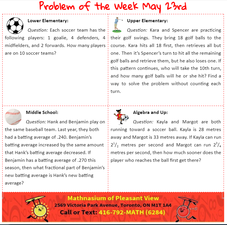 MathnasiumPv's tweet photo. Here are this week's PROBLEMS OF THE WEEK! 

#problemoftheweek #math #mathisfun #mathforkids #mathtutoring #mathenrichment #matheducation #education #mathnasium #pleasantview #torontomathtutoring #mathproblem #mathforchildren #mathhelp #homeworkhelp #toronto #mathematics https://t.co/hqf3UTltks