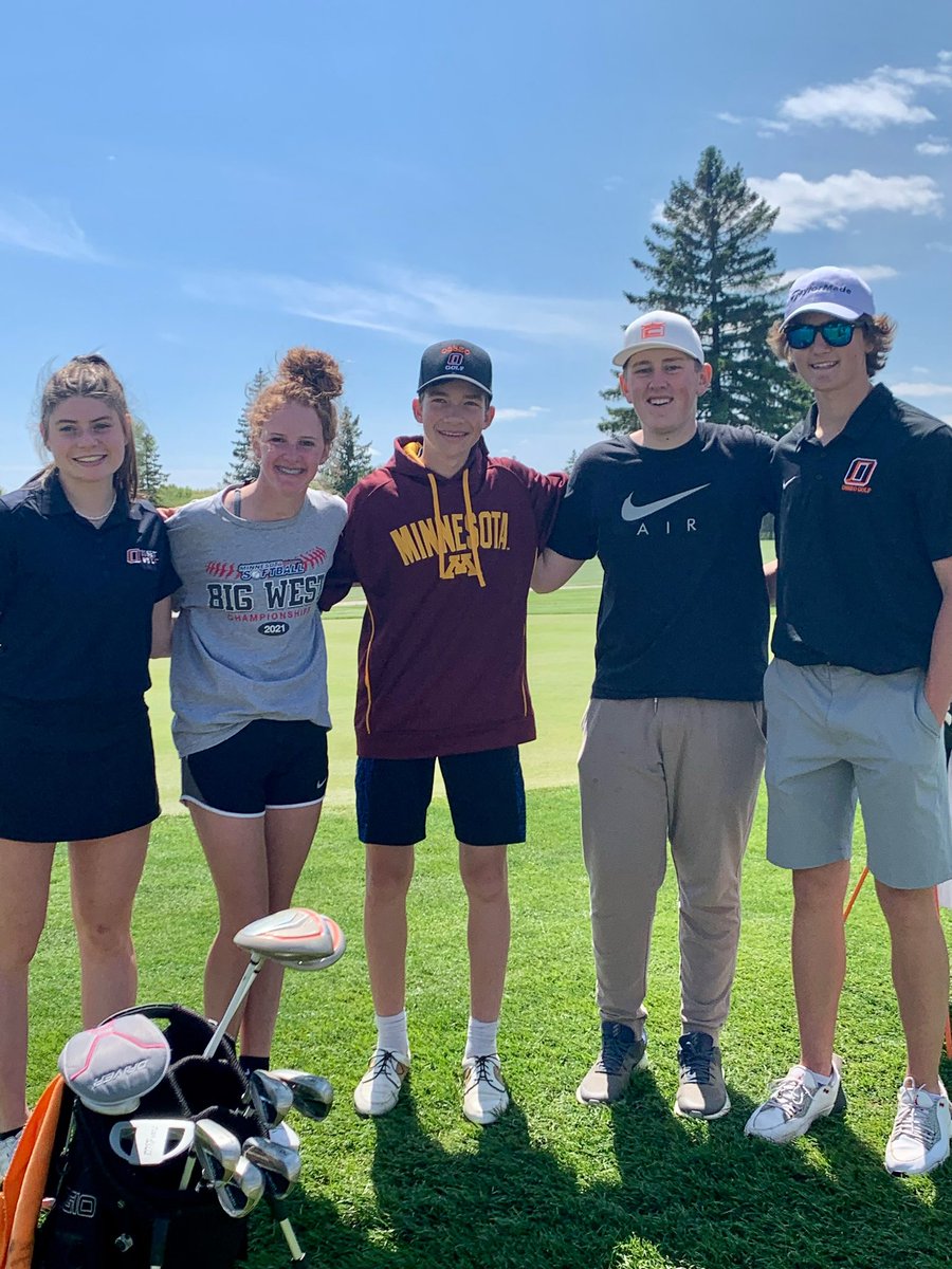 BoysOsseogolf's tweet photo. Annual Osseo golf scramble today at Shamrock golf course. Underclassmen team of Seth Damsgard, Will Engel, Owen Grismer, Maggie Albers, and  Julia Olejar take home the winning score- Congrats!
Good luck to both teams in Conference Championships this week! 
#OsseoExcellance https://t.co/elCPioNhDK