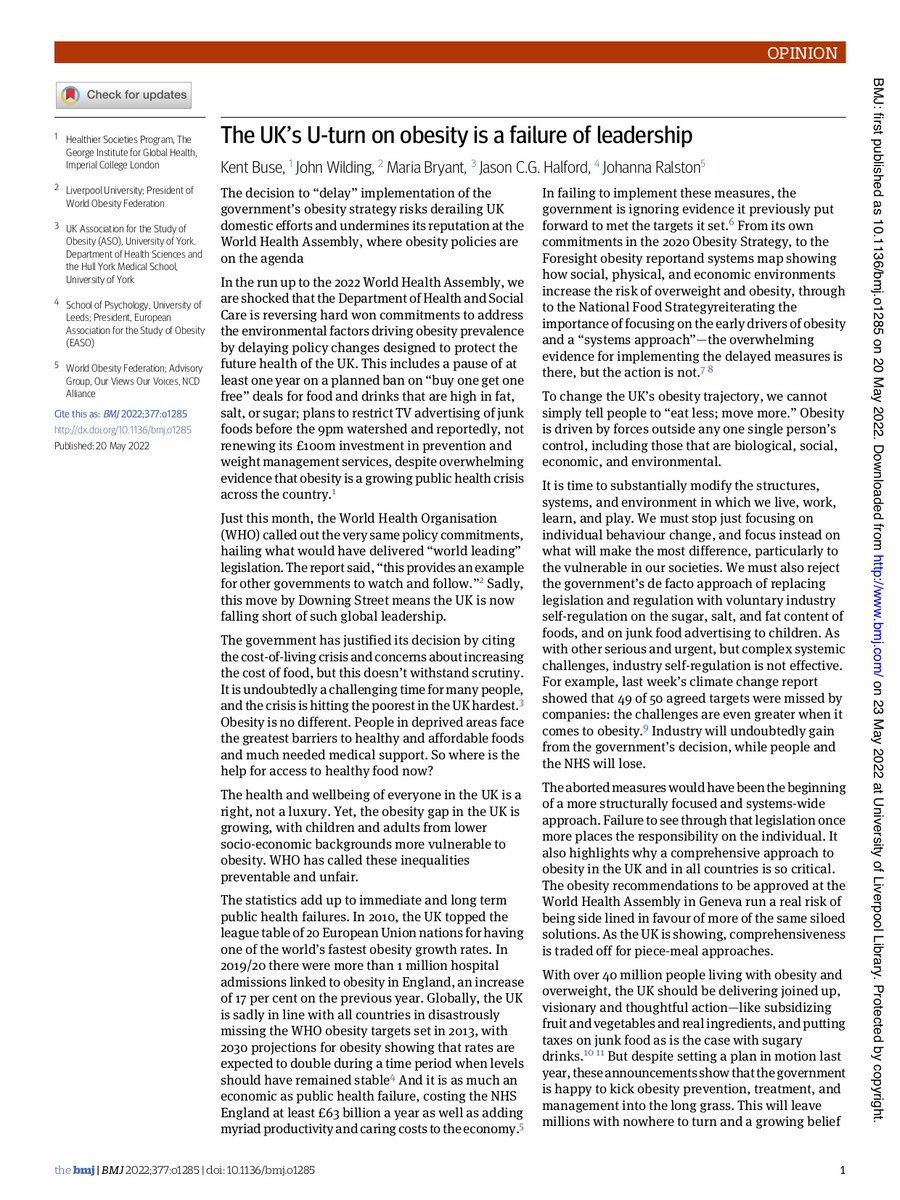 cxw1120's tweet image. The UK’s U-turn on obesity is a failure of leadership