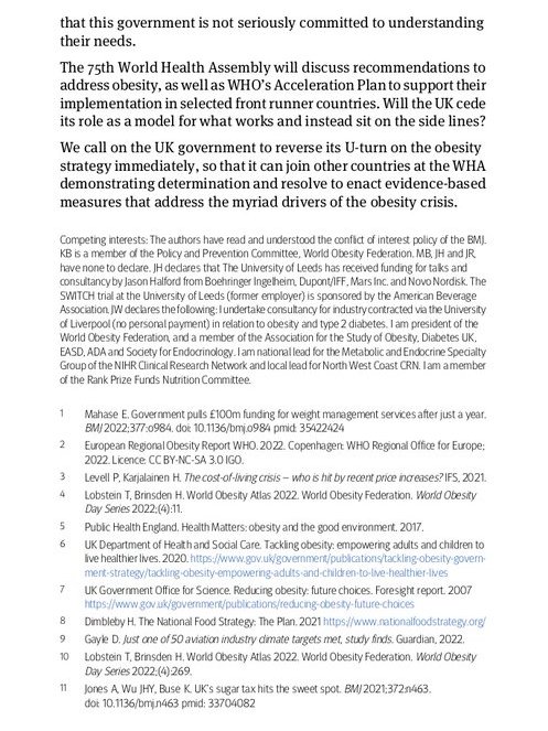 cxw1120's tweet image. The UK’s U-turn on obesity is a failure of leadership