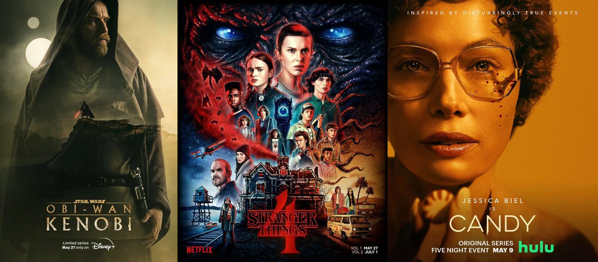 PCLeftovers's tweet image. Just some of the TV we’ll discuss next podcast:

#ObiWanKenobi
#StrangerThings4
#CandyOnHulu