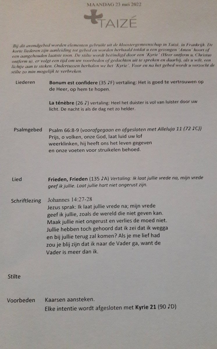MarjaRaams's tweet photo. Taize dienst vanavond
Gebed, stilte, kaarsen en liederen. 
( voor de liefhebbers deel ik de tekst en Taize liederen) https://t.co/AFIYiaRtLD