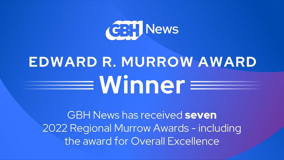 It’s celebration time! <a href="/gbhnews/">GBH News</a> won an armload of regional Edward R. Murrow Awards from <a href="/RTDNA/">RTDNA</a>! 

Our newsroom won Overall Excellence (a repeat win!)
And Excellence in Diversity, Equity, and Inclusion (also a repeat win!). rtdna.org/content/2022_r… 

A thread of award-winning work: