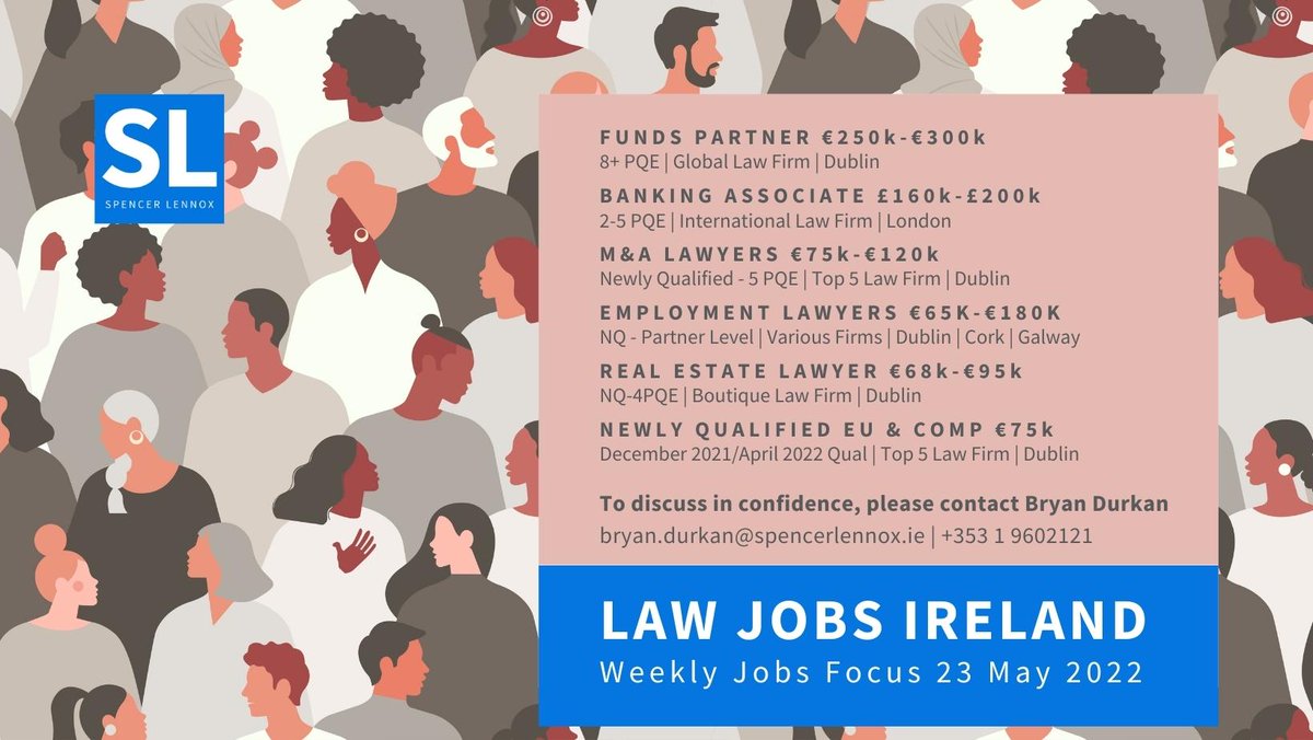 Spencer_Lennox's tweet photo. This week's highlighted jobs include roles in #Galway #Dublin and #London for lawyers ranging from newly qualified to partner level. 

#legaljobs #solicitors #Career #jobfairy https://t.co/KF1cpeZDYF