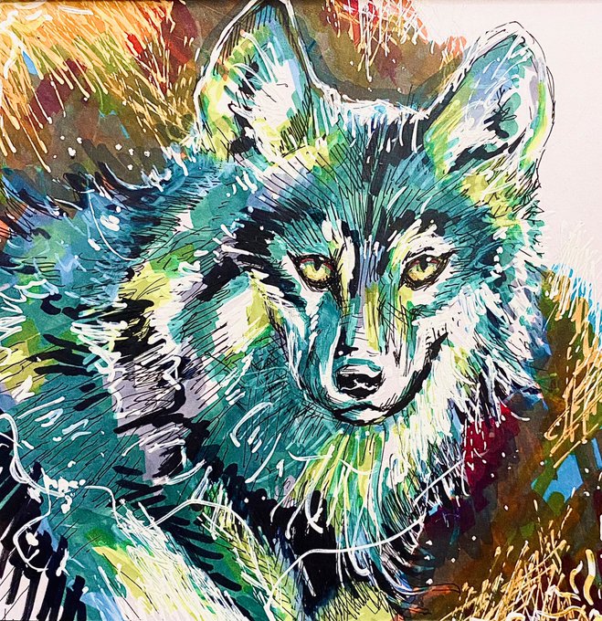 オオカミのtwitterイラスト作品