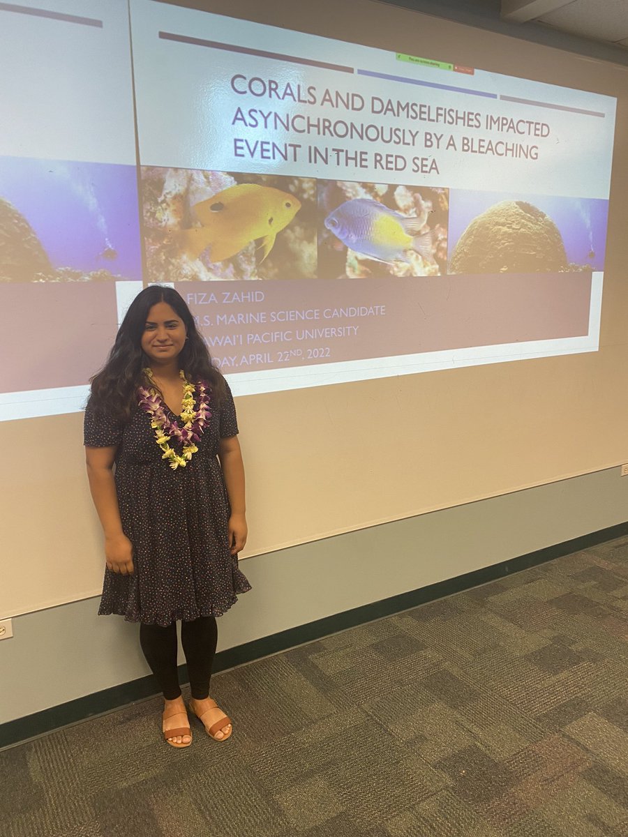 FizaZahid17's tweet photo. A little late to post, but in the past couple of weeks, I successfully defended my Master’s thesis and graduated from Hawai’i Pacific University! Excited to figure out my next steps! #firstgenstudent #MarineScience #graduation2022 https://t.co/W9DP1z7JiN