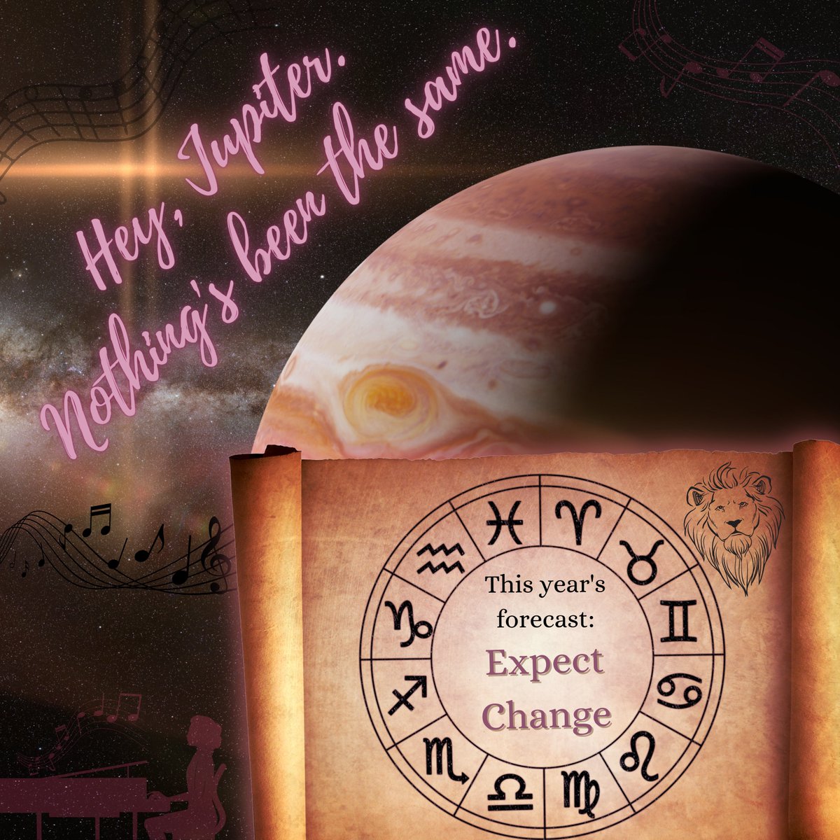 StaibBillie's tweet photo. Well, we've definitely had a #SeasonOfChange these last couple of years!  With the #Horoscope #CanvaDesignChallenge theme, I thought I'd make a design in honor of one of my #FavoriteMusicians and #SisterLeo #ToriAmos!  #HeyJupiter is an excellent song! 💕 https://t.co/otY9EhPCYx