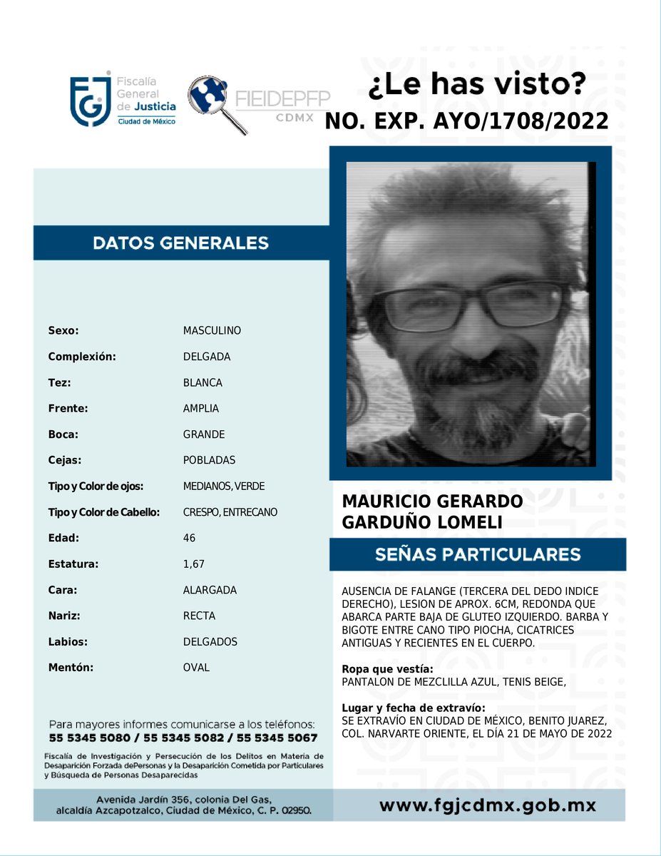 Fam_Unidas_AC's tweet photo. #TodosEnLaBúsqueda 
Mauricio Gerardo Garduño Lomeli
46 años #Desap 21/05/22
En #AlcaldíaBJ #CDMX RT @ddmexico_bj @AlcaldiaBJ @ColoniasdeBJ @ViveBJ @BlindarBJ @VecinosOBJ @GoliatBJ @BJAlcaldia @STaboadaMx @picusss @JorgeRoHe @botDesaparecidx @matymn @UnidosMx_2020 @AyudaSinDudar2 https://t.co/FB1mM4ox1B