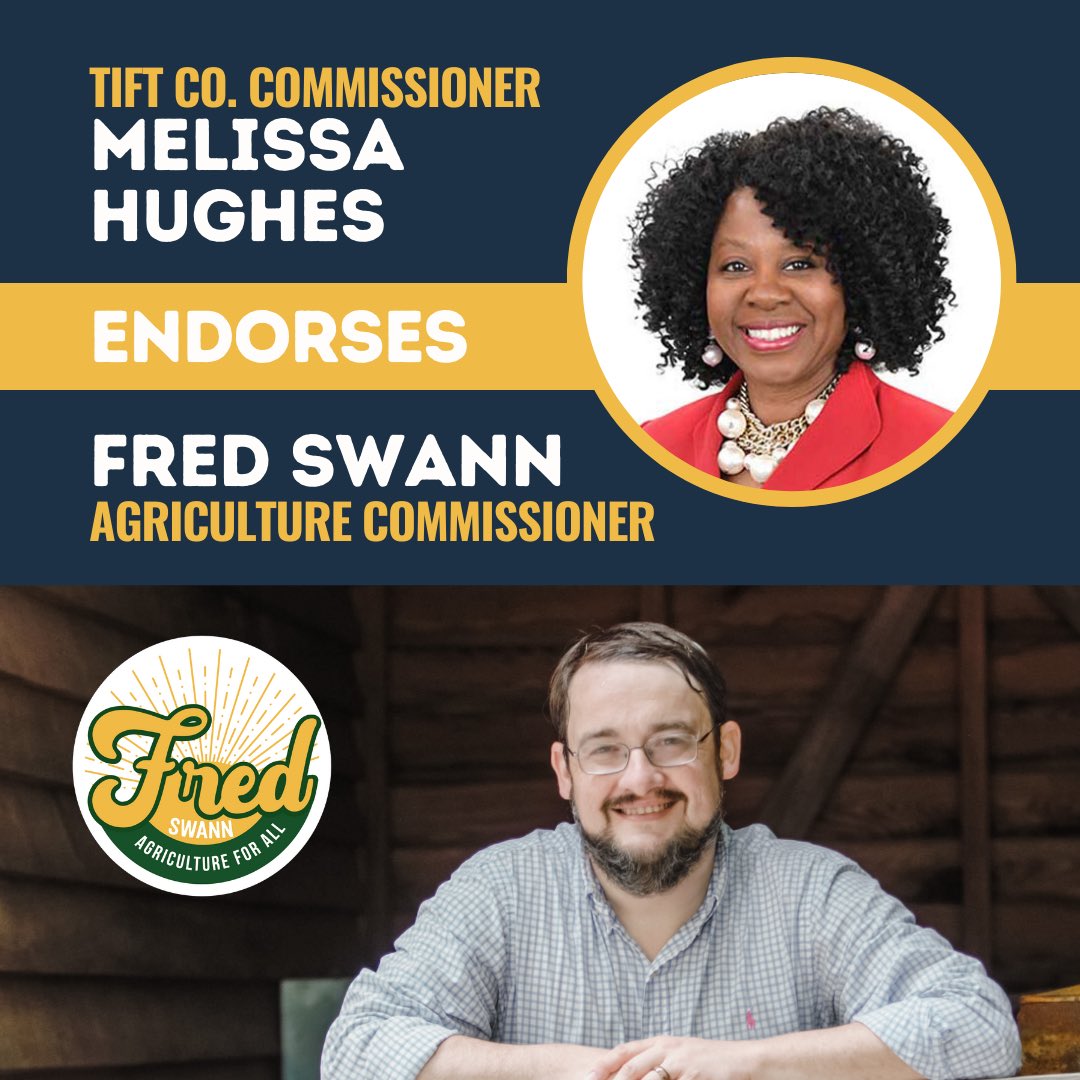 FredForGeorgia's tweet photo. Thankful for the support of Tift Co Commissioner Melissa Hughes! She is a strong advocate for rural Georgia and the President of @GACounty. Thank you for backing the #AgricultureForAll movement! #gapol https://t.co/vVrtMyjmcQ