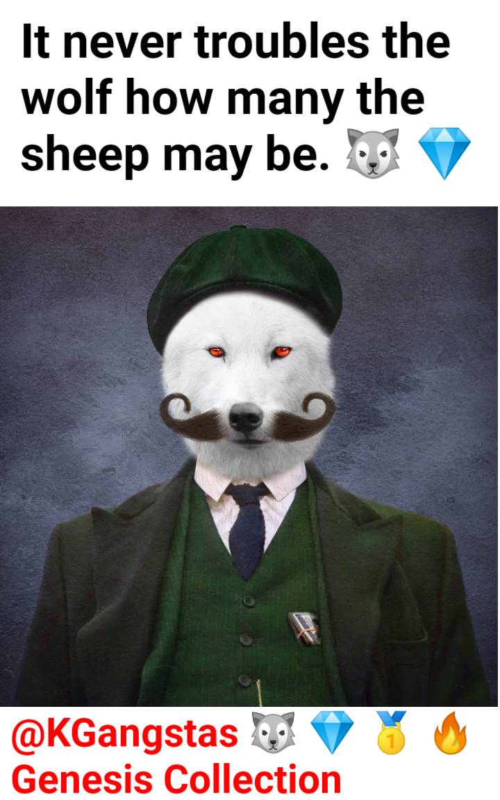 K9Gangstas's tweet photo. 🎁#K9Gangstas Giveaway🎁
🏆Peaky Wolf NFT
Ok🐺pack friends.
I want you to put your creative caps on and make some funny memes. Tweet your creation to me at @KGangstas
1⃣Tweet Meme
2⃣Tag 3 friends
3⃣ Follow
⏰Ends in 72hrs
@myfriend is the king of quotes 👇
#nft #Wolfpack https://t.co/5PTztdTTKI