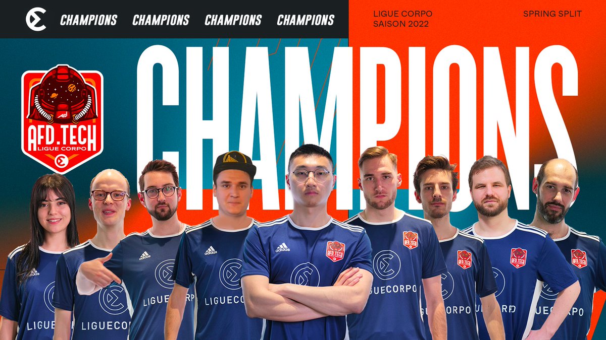 👑 CHAMPIONS LIGUE CORPO 👑

Après 4 mois de compétition, <a href="/AFD_TECH/">AFD.TECH part of Accenture</a> remporte cette finale du split 1 ! 

FÉLICITATIONS ! 🥳

Un gros GG aux <a href="/PompiersFR/">Pompiers de France</a> pour ce split !!!