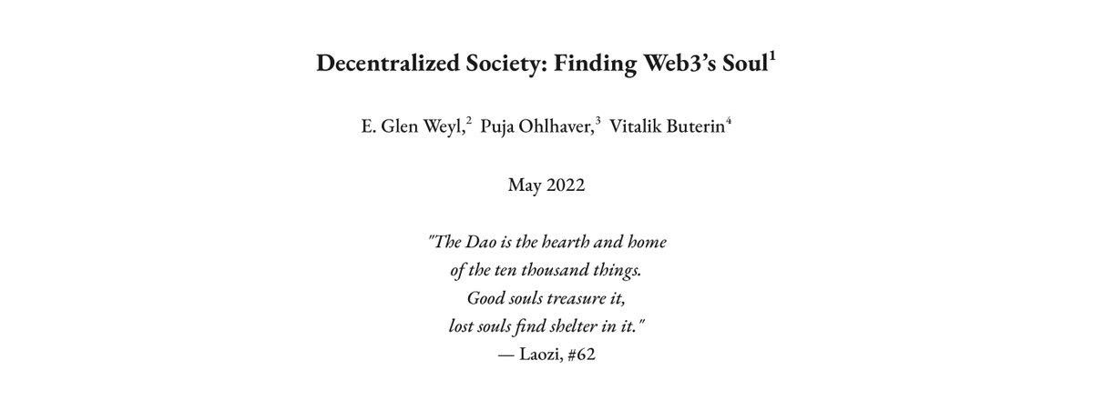 zachtdavidson's tweet photo. i re-read @VitalikButerin + @glenweyl’s Decentralized Society

it’s pretty dense, but rich with insights for web3 builders

// this thread breaks down the key ideas, paraphrasing from the primary source below //

***

source: https://t.co/3X05osfenA https://t.co/5pCyjVV8pc