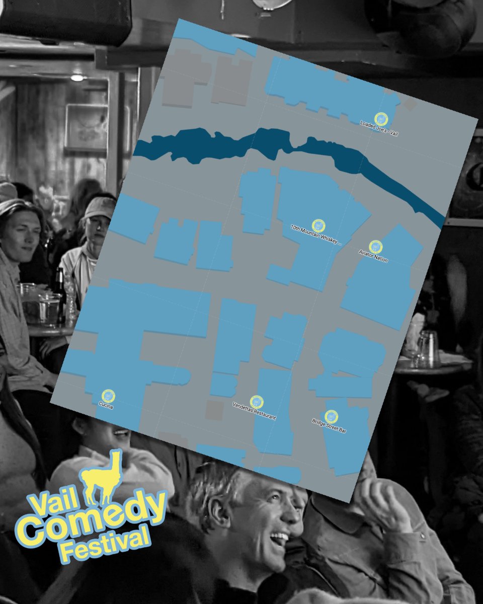 vailcomedyfest's tweet photo. ALERT VCF Pass Holders - All pass-required comedy events are in Vail Village, longest walk .2 miles / 3 min. between Loaded Joe’s and Cucina.  Six venues plus magic on the street, and free family-friendly content at the Rocketfizz stage in Lionshead #comedyfest #comedyfestivals https://t.co/wfmXjg66jo