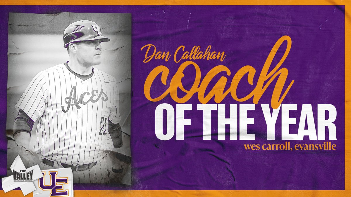 MVCsports's tweet image. The Dan Callahan #MVCbaseball Coach of the Year award belongs to Wes Carroll of @UEAthleticsBASE!