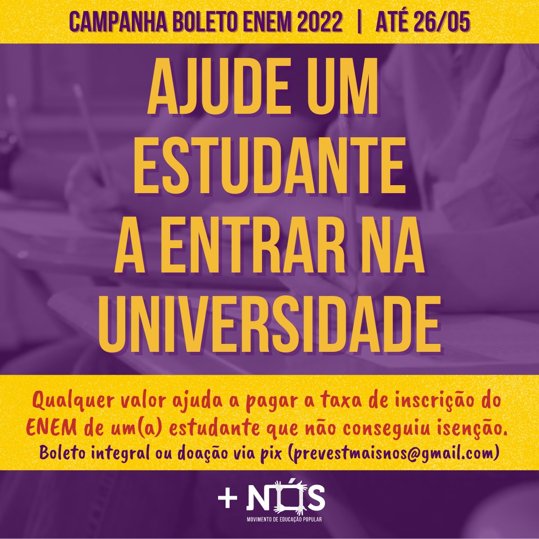 maisnosoficial's tweet photo. 💛💜 AJUDE UM ESTUDANTE A REALIZAR A PROVA DO ENEM

As inscrições para o ENEM 2022 já estão abertas e alguns de nossos(as) estudantes não conseguiram isenção e não possuem condições de pagar a taxa de inscrição. https://t.co/TgpeulD09K