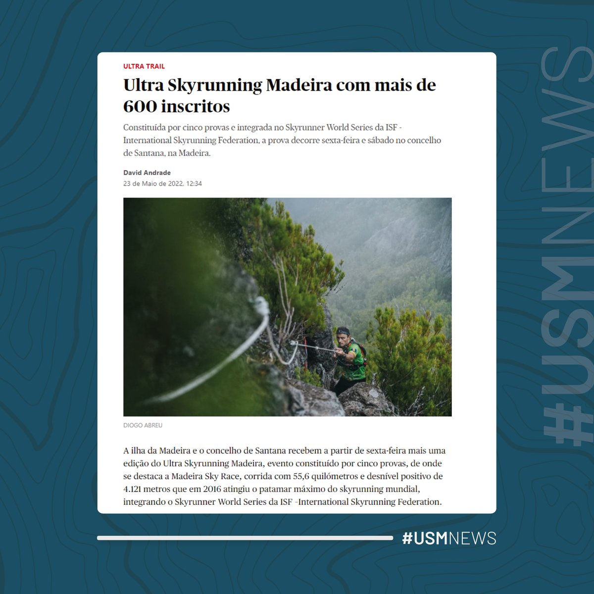skyrunmadeira's tweet photo. Making headlines for the best reasons 👀

#MadeiraSkyRace #ultraskyrunningmadeira #madeiraoceantrails #verticalkilometer #portugalrunning #visitmadeira #madeiraisland #SkyrunnerWorldSeries https://t.co/E06FB3wuQ7