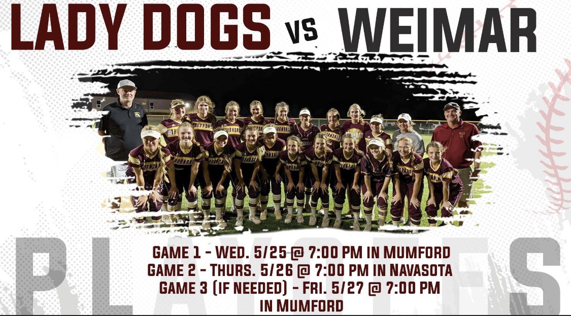 DogsThorndale's tweet image. Okay Lady Dog Fans Let’s Get This

 🎉 🎇🇺🇸Party Started🇺🇸🎇🎉

The Lady Dogs will face off with Weimar Lady Cats in what is sure to be a DOG fight👊🏼!! Don’t Miss your chance to see these STUDS🥊their 🎟into The State Tournament!!!
#RoadToAustin #PlayingForMore🙏