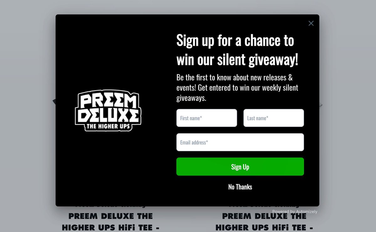 preemdeluxe's tweet photo. Want a chance to win free gear in our silent giveaways 🤐🤫??? Sign up on our website today!!! I promise you WILL NOT get a million spam emails #preemdeluxe #thehigherups https://t.co/wMpimqj5np