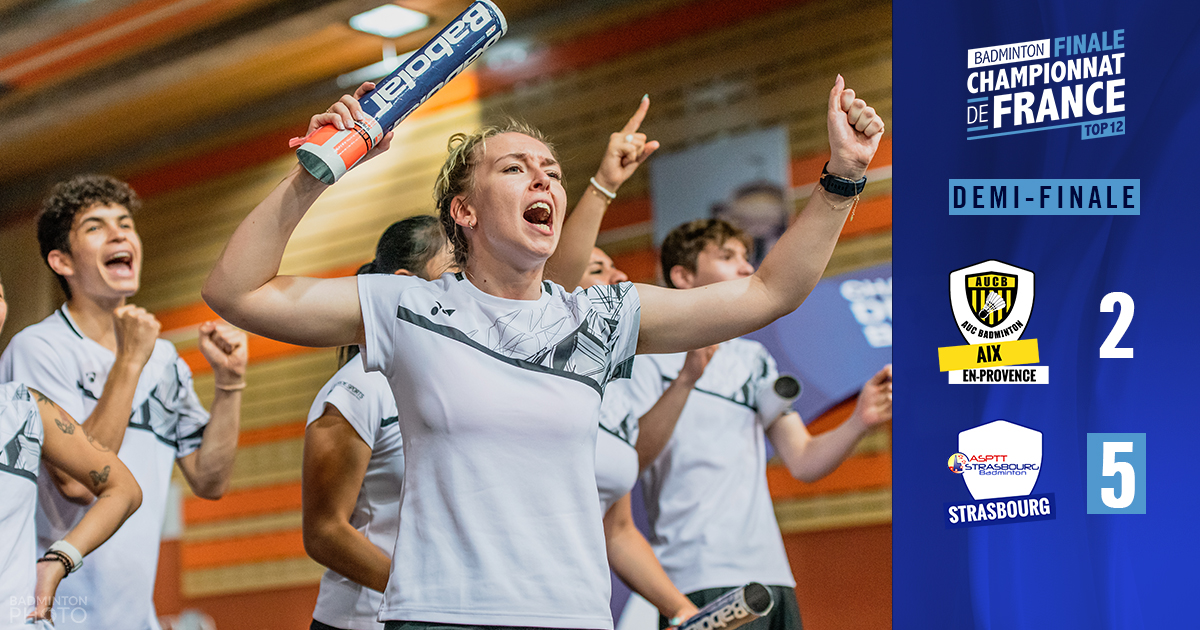 FFBaD's tweet photo. #FinalesTop12 Strasbourg se qualifie pour la finale et rejoint Chambly ⚡️
⏰ Match à suivre, demain à 17H
➡️ Ce sera la petite finale pour Aix-en-Provence, demain à 13H
💻 Matchs en direct sur Youtube https://t.co/6MnaEuivUk