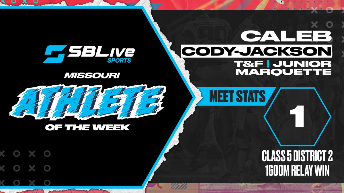 SBLiveMiz's tweet photo. Marquette boys track and field star Caleb Cody-Jackson voted SBLive’s Missouri High School Athlete of the Week https://t.co/X9NdXiRbEk https://t.co/htgXxxod4U