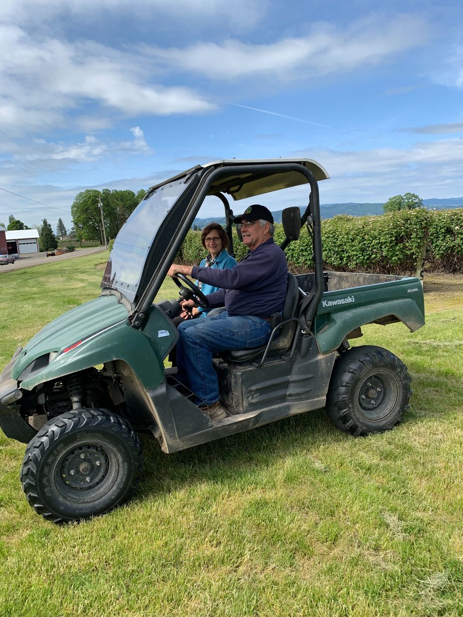 RepBonamici's tweet photo. It was great to start the day by touring the Duyck Family Farm (and getting a ride in the quad)! The farm was established in 1907 and today they grow Kotata blackberries, blueberries, grass seed, wheat, and more. https://t.co/vDjU4uwWVN