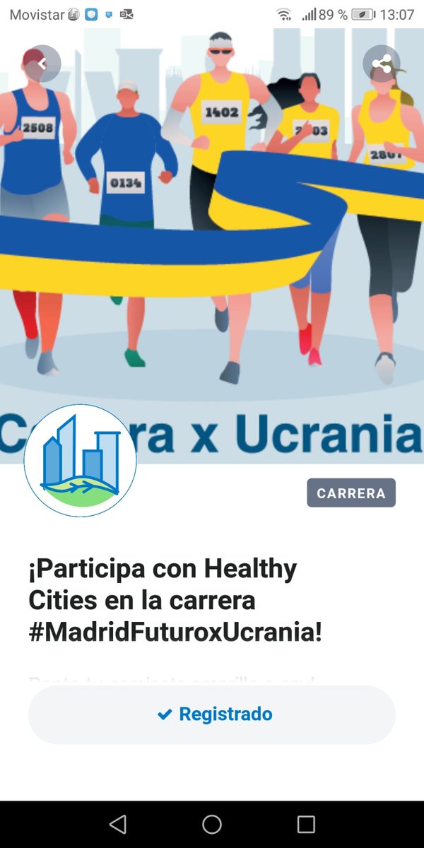 #HealthyCities2022 regala 500 dorsales a la #CarreraxUcrania de <a href="/MadridFuturoES/">Madrid Futuro | Donde están las ideas.</a> en <a href="/MADRID/">Ayuntamiento Madrid</a> el 28.5.2022.  Más información en App #HealthyCities by <a href="/sanitas/">Sanitas</a> en PlayStore. 
#Objetivo6000pasos con propósito! Be there!!!