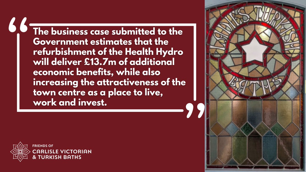 We are delighted to be working with <a href="/FourthStreetUK/">Fourth Street</a> on a viability study for Carlisle Baths. Their work with <a href="/SwindonCouncil/">Swindon Borough Council</a> on refurbishment of their historic Health Hydro and Turkish Baths estimates the project will deliver significant economic benefits to the town #LevellingUp