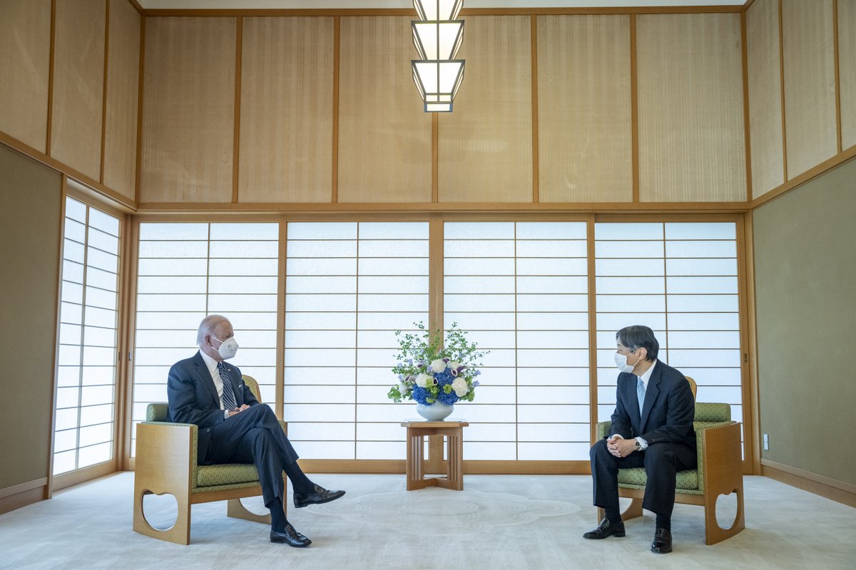 POTUS46Archive's tweet photo. It was an honor to meet with Emperor Naruhito yesterday at the Imperial Palace in Tokyo. The strong relationship between our two nations is anchored by our people-to-people ties and I look forward to building on that foundation during my time here in Japan. https://t.co/JXdkzwBkjs