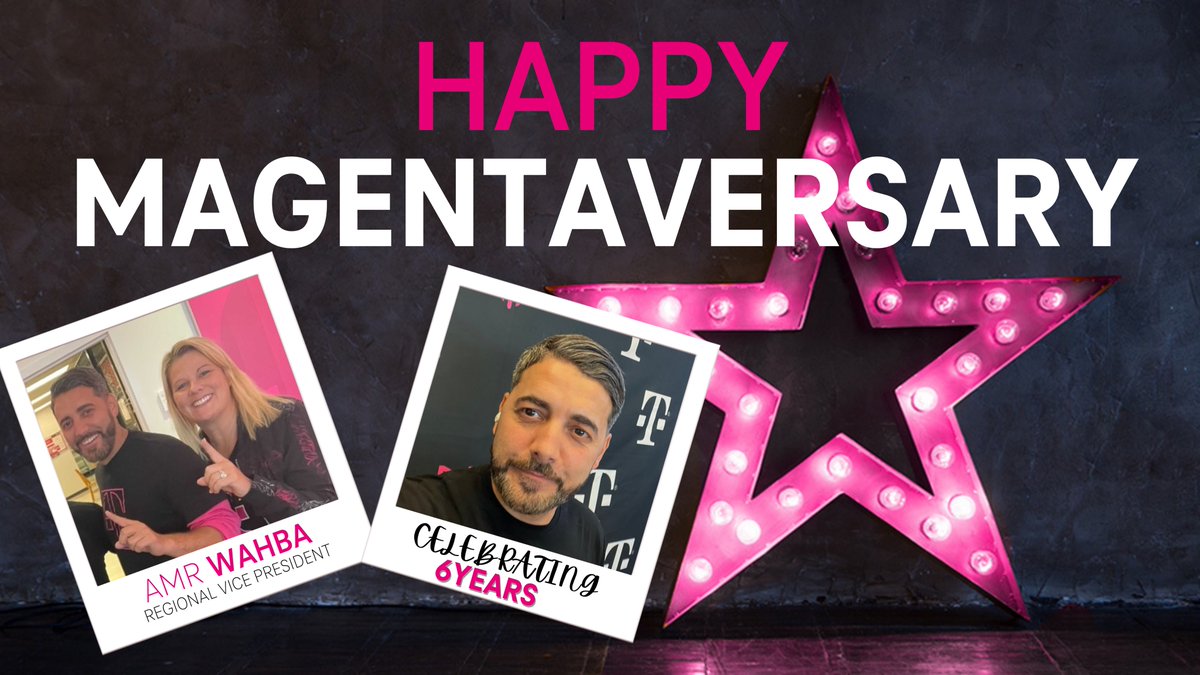 TracyNolan_'s tweet photo. Happy 6th Magentaversary @AmrWahba! Thank you for EVERYTHING you do for our incredible @TMobile teams in the East! Here's hoping your day is filled with celebration and joy! https://t.co/jYvlbmlELq