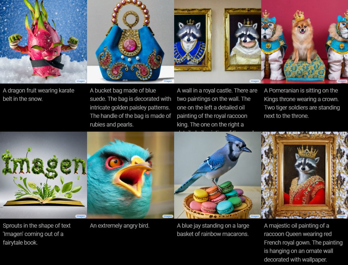 Google just announced a DALLE-2-like model: Imagen

For now no code, just demo site: gweb-research-imagen.appspot.com

And paper: gweb-research-imagen.appspot.com/paper.pdf