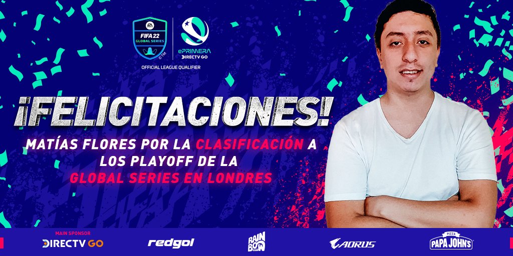 🔴AHORA el participante de ePrimera 
<a href="/agardash_/">agardash🇨🇱</a> representante de Antofagasta y la Selección Chilena, consiguió su pase a Playoff de la Global Series EN LONDRES. 

Junto al ganador de ePrimera representarán a CHILE en la máxima cita del juego de EA SPORTS
<a href="/campeonatochi/">Campeonato Chileno</a> <a href="/BSampieri/">Bruno Sampieri</a>