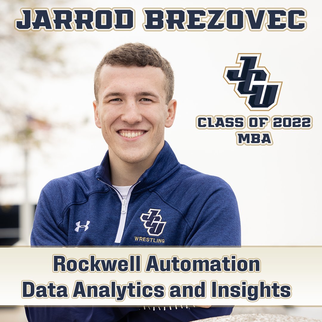JCUwrestling's tweet photo. Congratulations JCU Wrestling Class of 2022

Jarrod Brezovec graduates with his Masters in Business Administration after earning his degree in Finance last May.  He is already employed by Rockwell Automation.   

@All_Biznes_Brez https://t.co/GtzbSbw87Y