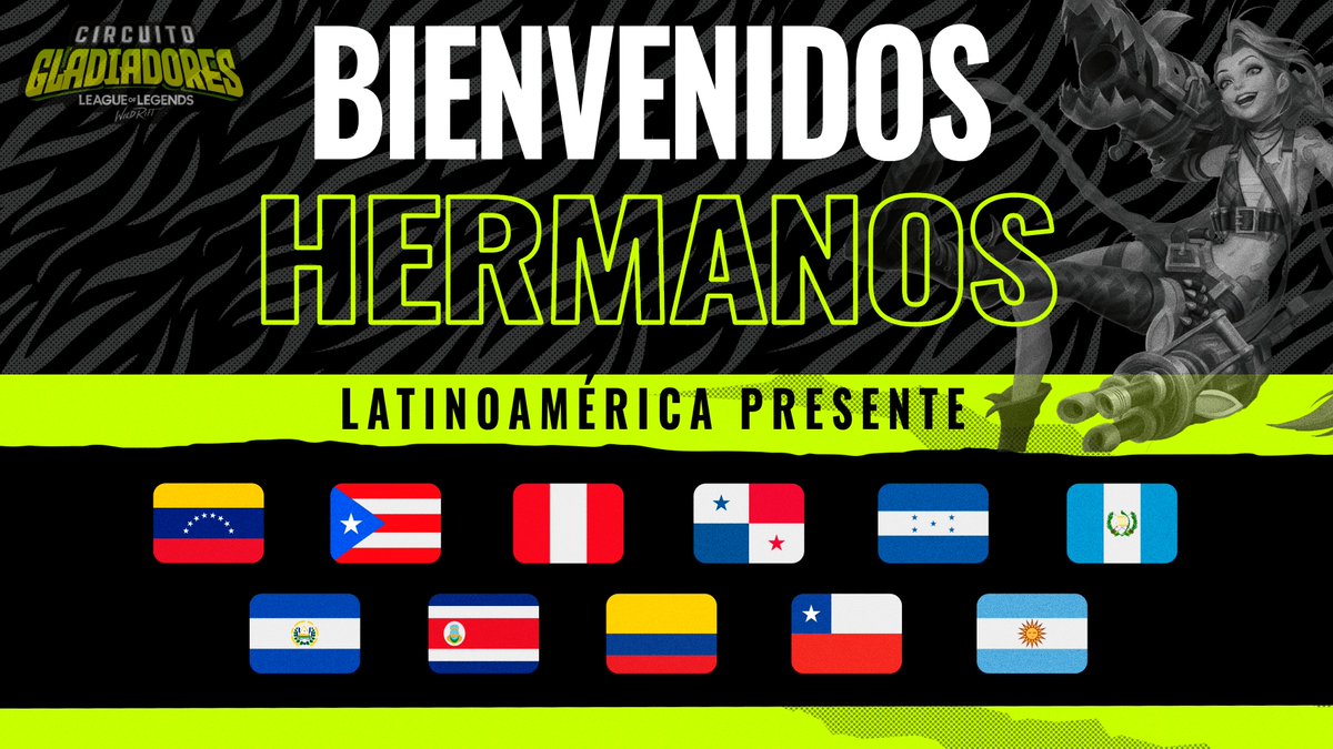 Cada vez es mas grande el alcance de nuestro Circuito, bienvenidas todas las banderas de comunidad LATAM que se estarán enfrentando este 02 de Julio <a href="/cglatam_gg/">Circuito Gladiadores LATAM</a> 
#CGWR2022 #venezuela #puertorico #peru #honduras #elsalvador #guatemala #panama #chile #argentina #colombia #costarica