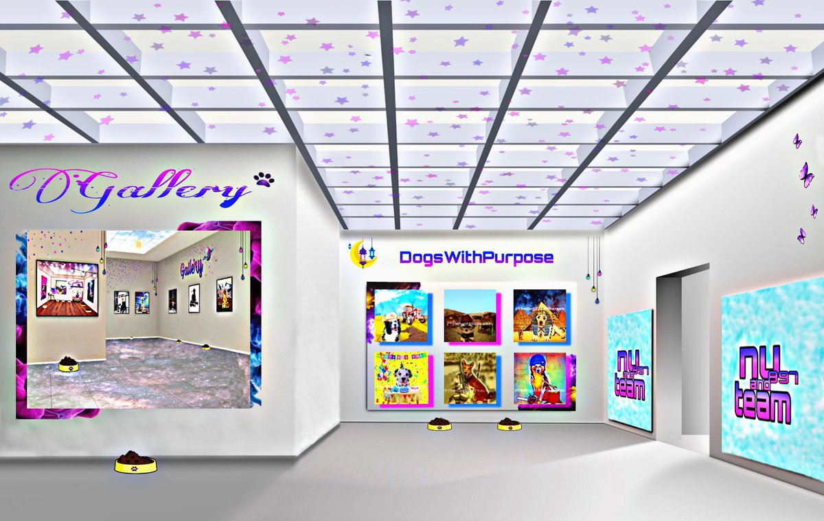 Welcome to Gallery room3💫🌐🌐
Comic💬 about their mission and journey into space comes on the 25th of this mounth🐾
After comic comes new DogsWithPurpose Giveaway🚀🥳
#NFTs #nftartgallery #NFTCommunity #NFTGiveaways 
➡️ opensea.io/collection/dog…